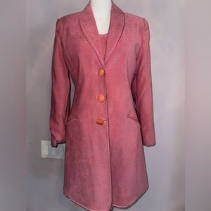 Vintage Pink Velvet Blazer Dress Suit
